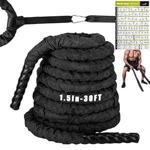 Battle Ropes for Home Gym,Battle Rope 1.5″ 30 FT Length,Heavy Exercise Ropes for Workout,for Strength Training Workout Rope,for Workouts Building Muscle Gym Ropes (1.5Inch-30TF)