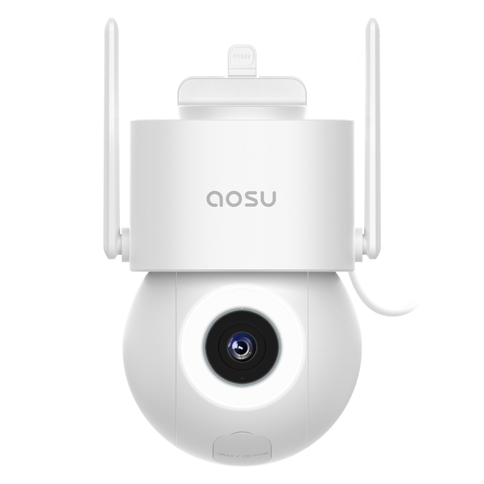 aosu Camera Surveillance WiFi Exterieur Filaire 3K 360°PTZ WiFi 2.4GHz 24/7 | 400Lm Illumination Vision Nocturne Couleur, Sécurité & Protection véhicules, 24/7, SD, Auto-suivi, pour le Parking & Jardin