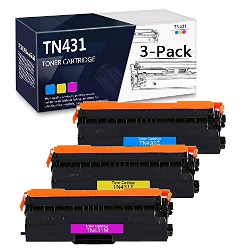 3-Pack (1C+1Y+1M) TN-431C TN-431M TN-431Y Compatible Toner Cartridge Replacement for Brother DCP-L8410CDW MFC-L8610CDW MFC-L8900CDW MFC-L9570CDWT HL-L8360CDW HL-L9310CDW HL-L9310CDWT Printer.