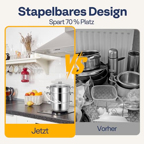 VIVOHOME 5L Dampfentsafter aus Edelstahl mit Glasdeckel Entsafter Kochtopf – Ansicht 4
