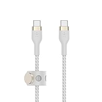 Belkin BoostCharge Pro Flex Cavo intrecciato da USB Type C a USB C, cavo di ricarica rapida PD, certificato USB-IF per iPhone 16, 15, Galaxy S24, Pixel, iPad, Nintendo Switch, MacBook, 1 m, bianco