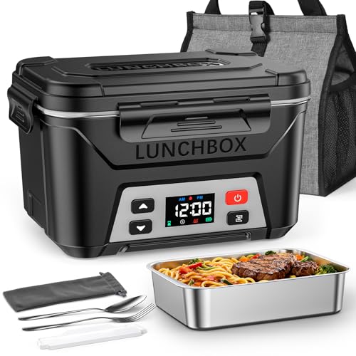 Docusvect Gamelle chauffante batterie, Lunch box chauffante rechargeable avec Chauffage Programmable, Chauffe plat électrique 1,3 L, réchauffe plat avec...