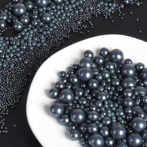 OSDUE Schwarz Streusel,130g Essbare Schwarz Zuckerperlen Perle Zucker in Mischgrößen Backkuchen Cupcake Topper Cookie-Dekorationen für Valentinstag Geburtstage Weihnachte