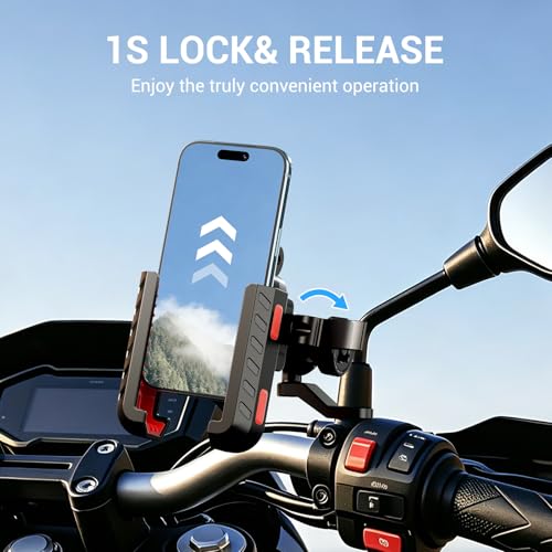 Image of EDYELL Mobile Holder for Bike,Motorcycle Phone Mount Holder, Anti-Theft, Anti-Vibration Dampener Mount,360 Adjustable for Motorcycle Bike ATV Scooter Fit 4.7 inch-7.2 inch Cellphone 12-M Warranty (YF303-B)