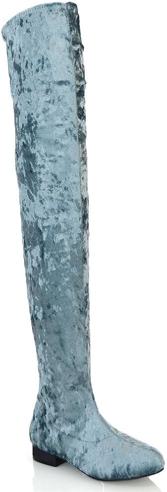 Grey velvet thigh high boots Clearance