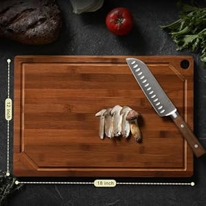 Hiware wood cutting boards for kitchen heavy duty bamboo cutting board with juice groove bamboo chopping board set for meat vegetables 18 x 12  urban country home decor