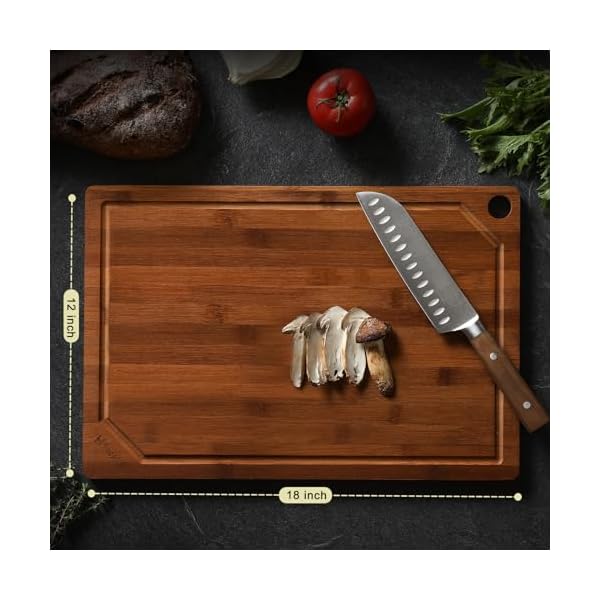 Hiware wood cutting boards for kitchen heavy duty bamboo cutting board with juice groove bamboo chopping board set for meat vegetables 18 x 12  urban country home decor