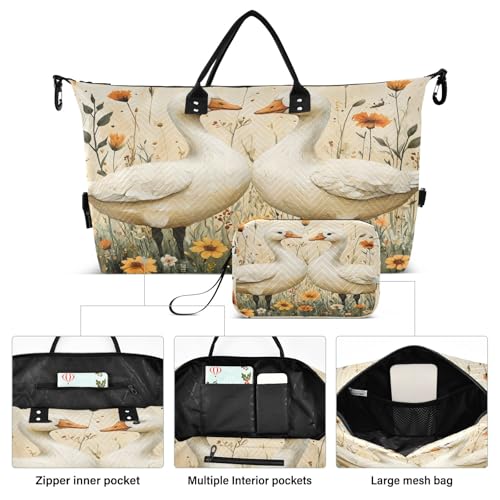 Weekender Bags Travel Duffel Gym Bag Duck Carry on Overnight Tote Bag with Toiletry Bag for Airplane Travel Trip Gym Yoga2