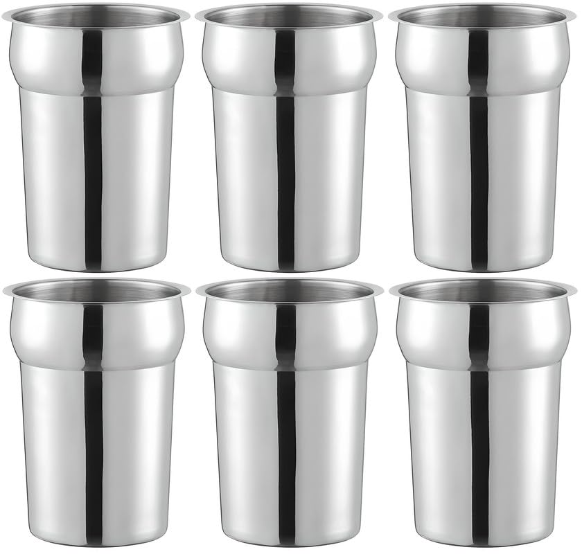 OCS Parts Pro Series 6-Pack 2.5 Quart Vegetable Inset Pots | 7.5" x 5.69" Stainless Steel Pot for Sauces, Soups, Stovetop, Soup Warmers, Steam Tables or Kitchen Utensil Organization