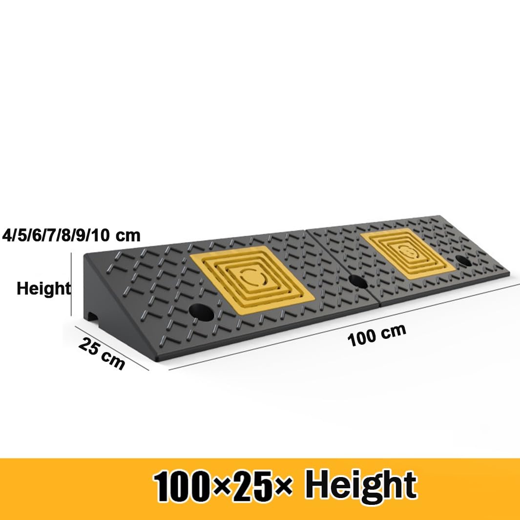 Rampa de Goma para bordillos, rampa para umbrales de 100 × 25 cm para entradas de Garaje, aceras, Coches, Bicicletas, Motos, patinetes y sillas de Ruedas, Capacidad de Carga de 11 000 Libras