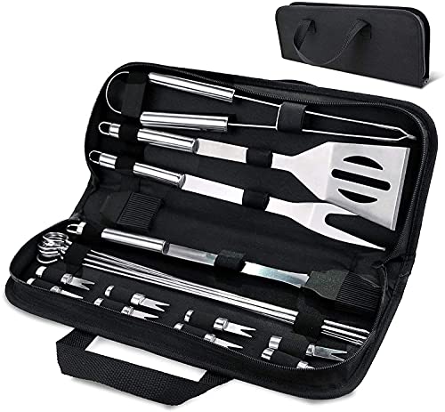 Juxori BBQ Grill Kit,BBQ Set Utensils, Stainless Steel Barbecue Grilling Accessories,BBQ Grill for Men Camping/BackyardBarbecue,Grill Utensils Set for Dad (20 Piece Set)