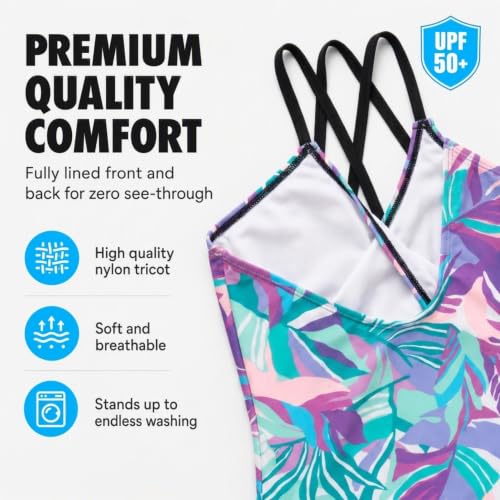 Image of Kanu Surf Girls' Reese UPF 50 Beach Sport Criss-Cross One Piece Swimsuit