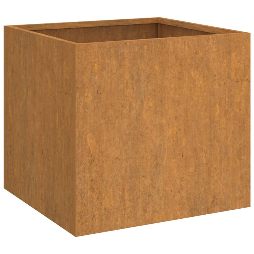 Jardinera Cúbica de Acero Corten, Cama de Jardín Elevada de Aceros Desgastado, Macetas de Aceroe para Exteriores para Patio, Balcón y Jardín (49x47x46cm)