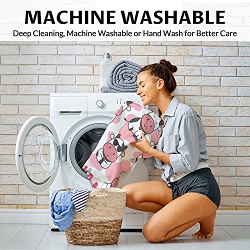 Personalized Cow Blanket Gifts with Name - 30"x40" Cute Throw for Women, Girls - Pink Soft Fuzzy Blankets for Couch & Office