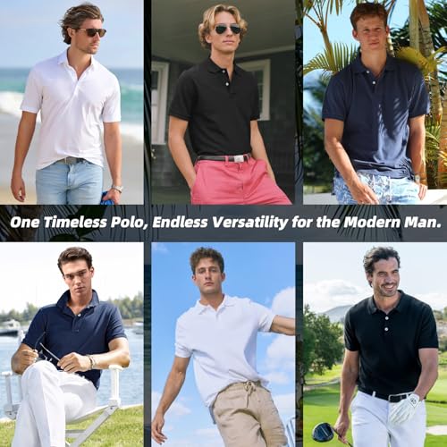 Polo para hombre de algodón orgánico corte clásico manga corta con elasticidad para golf miniatura 6