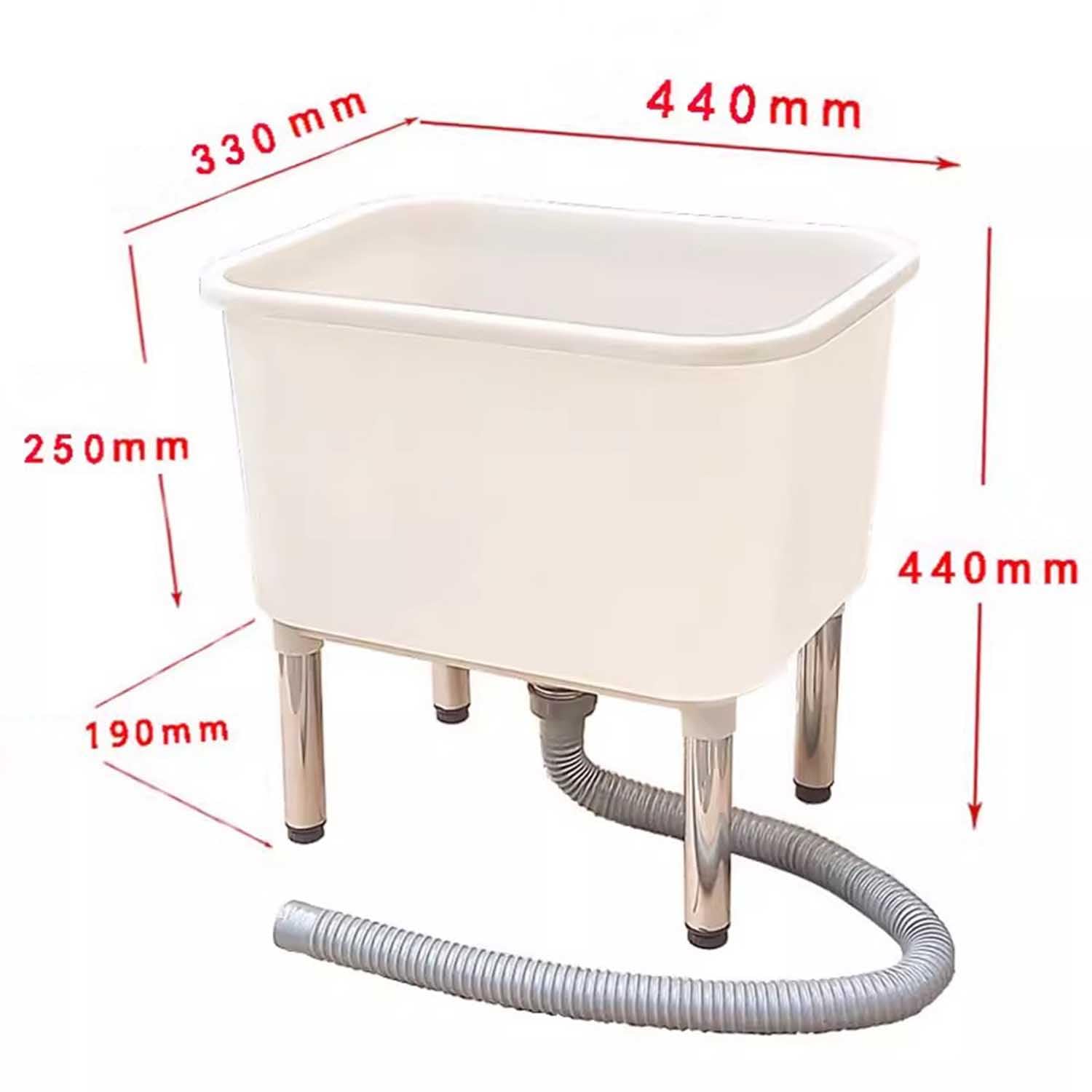 Lavandino mobile in plastica – 25 cm di profondità con grande beccuccio di scarico, ideale per la pulizia della lavanderia della cucina e del cortile – comoda soluzione per lo smaltimento dei rifiuti