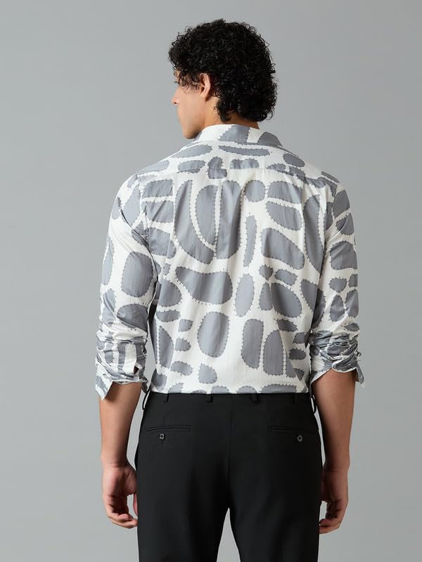 Image of Men's Printed Regular Fit Full Sleeves Cotton Formal Shirt