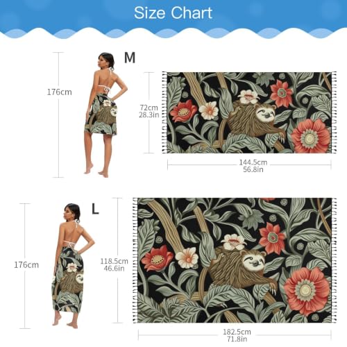 Pareo para traje de baño rojo estilo vintage William Morris 7