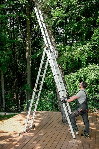 Escalera de aluminio de 3x11 peldaños serie PRO con ganchos para el cazo 5