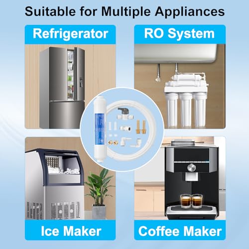 Haochen Inline Water Filter For Ice Maker And Refrigerator,Include 1/4 Inch Water Line And Push To Connect Fittings,Ideal For Ice Maker thumb #3