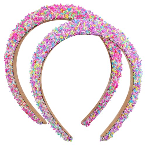 DECORNIJIA 2 Pièces Bandeau Large Rembourré Pailleté et Filles Tête Antidérapant Éponge Douce Accessoire Cheveux pour Événements Festifs