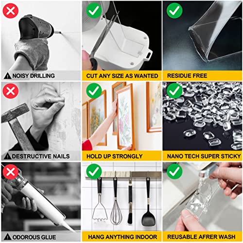 Czoffpro Double Sided Tape Heavy Duty - Clear Mounting Tape Adhesive Tape Two Sided Tape, Transparent Strong Tape Removable Double Stick Tape Wall Strips Picture Carpet Tape #TOP2