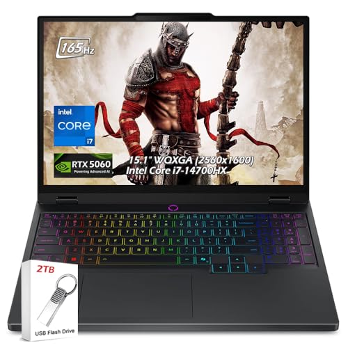 Image of Lenovo Legion 5i Gaming Laptop, Intel i7-14700HX, 15.1 inch OLED 2.6K (2560 x 1600) IPS 165Hz, 500 nits, 32GB DDR5, 1TB SSD, RTX 5060, Backlit KB, Wi-Fi7, Win11, Eclipse Black, w /2TB USB Drive, W /GaLiMu