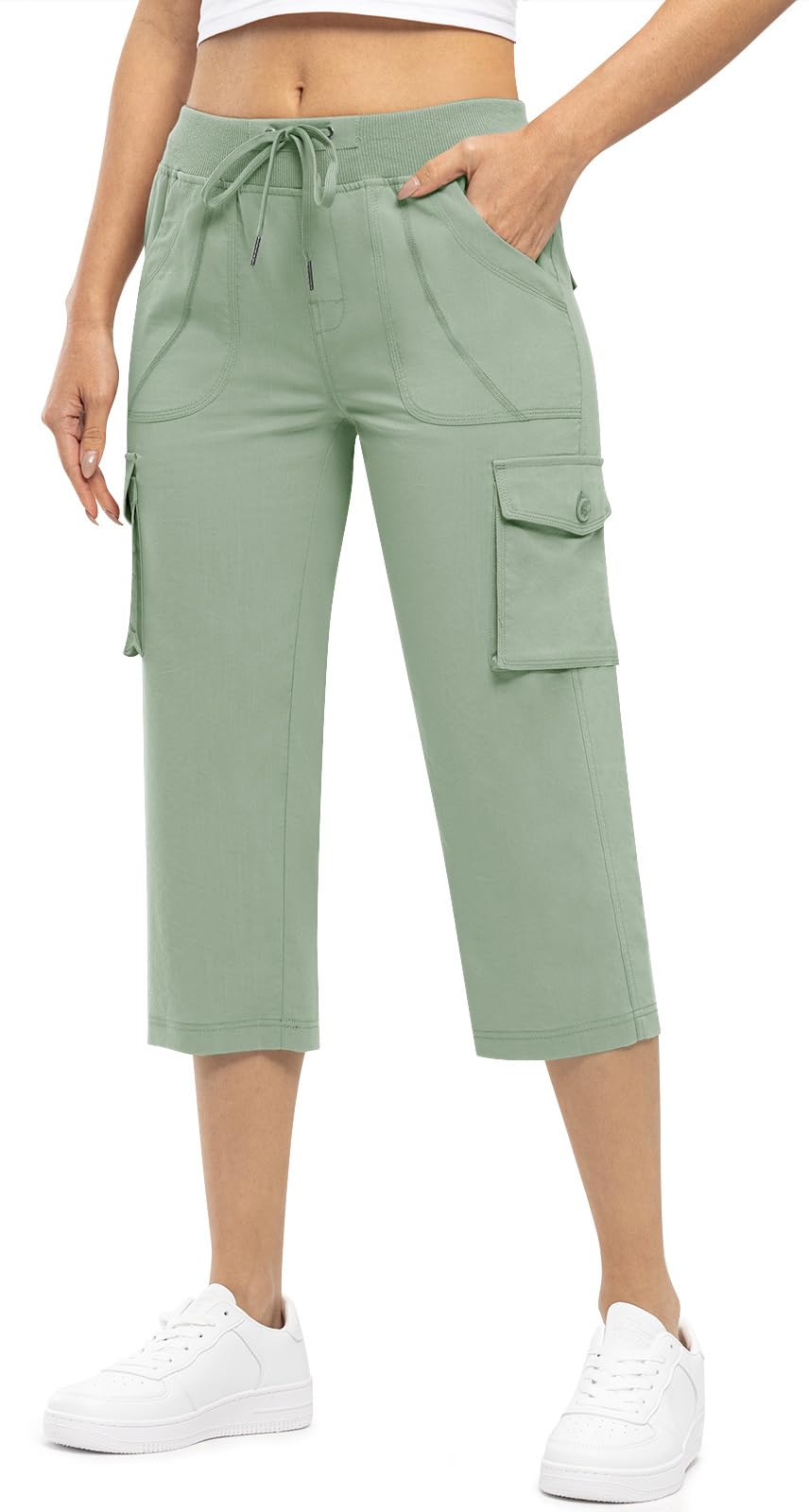 Rdruko Womens Cargo Capris Lightweight Quick Dry Hiking Travel Summer Casual Pants with Pockets
