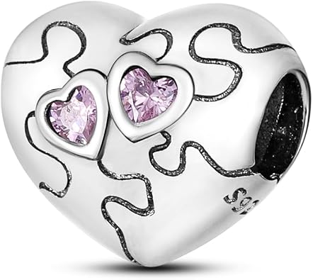 Hapour Love Heart Charms 925 Sterling Silver Beaded Compatible with Pandora Bracelets and Necklace Fashion Pendant Jewelry Present for Women Family Friends