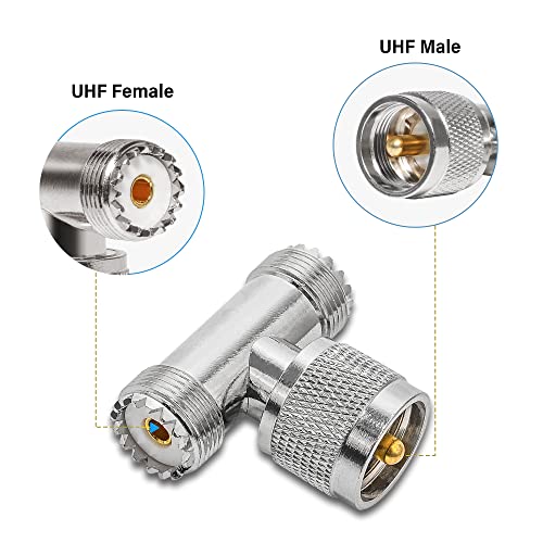 Conector coaxial Anina UHF macho a doble UHF hembra 2 unidades miniatura 4