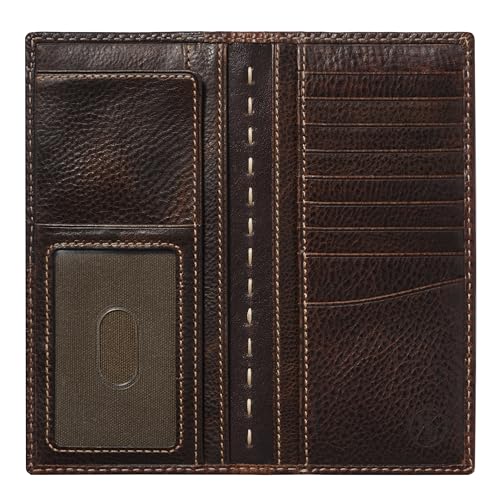 Image of House of Jack Co. Colt Long Bifold Wallet for Men, Full Grain Leather Rodeo Wallet, Western Long Wallet with ID Window, Slim Back Pocket Design, Brown