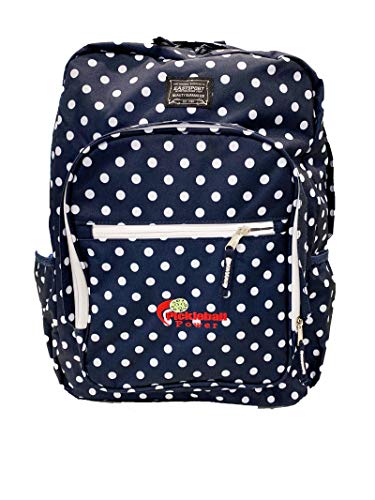 Pickleball Power Polka Dot Fashion Backpack - Itâ€™s perfect size will hold multiple Pickleball paddles and gear. Navy Blue w/White Polka Dots