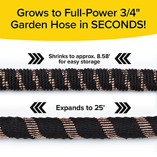 Pocket Hose Copper Bullet With Thumb Spray Nozzle AS-SEEN-ON-TV Expands to 25 ft, 650psi 3/4 in Solid Copper Anodized Aluminum Fittings Lead-Free Lightweight No-Kink Garden Hose - Image 3
