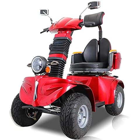 iDFURLF Heavy Duty Mobility Scooters for Seniors & Adults 500lbs Capacity - Electric Powered Wheelchair Device 1000W All Terrain Off Road Scooter Travel, USB Charger Port Remote Key (RED DJD), 1Count Cover
