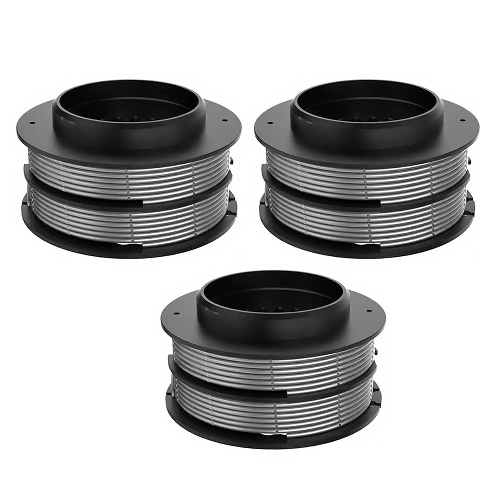 3 bobinas de doble hilo 2930507, hilo de repuesto para desbrozadora compatible con Greenworks 2930507 GST1246 GD40BC GD40BCB, diámetro del hilo 2 mm, 5,2 m total, negro