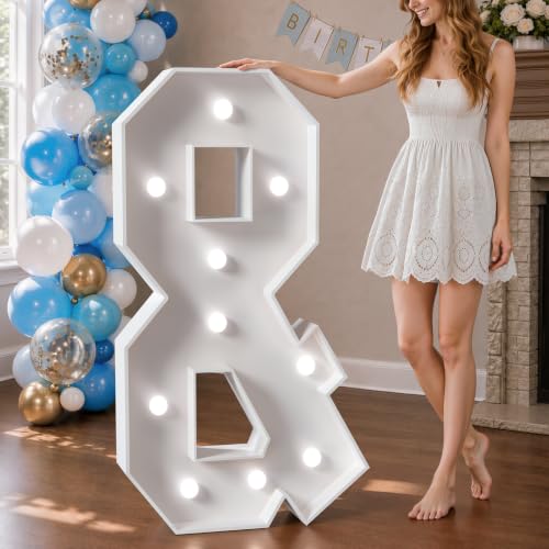 Image of Marquee Letters 4 Feet Tall Large Light Up Letters Baby Shower Decorations Wedding Engagement Proposal White Party Decorations Mr and Mrs Sign Big Cardboard Backdrop & | Cool White Light, Large Wedding MR & MRS Birthday Decor, Big Stable Sign, Assembly Required, Foam Board 24 Pcs Accessory Set