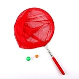 Redes de pesca para niños, plegables y de red extensible, red telescópica colorida, para atrapar insectos, peces pequeños, actividades al aire libre en el jardín (rojo)