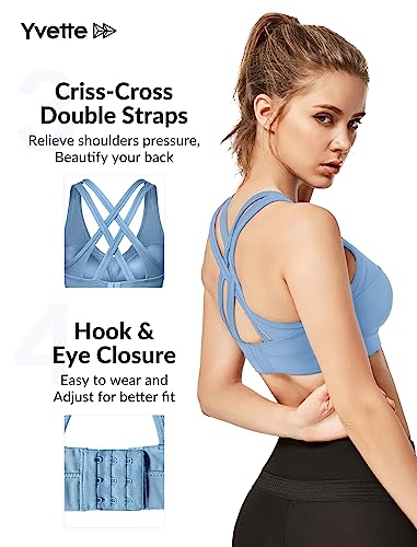 Image of Yvette Women High Impact Sports Bras Criss Cross Back Sexy Running Bra for Plus Size