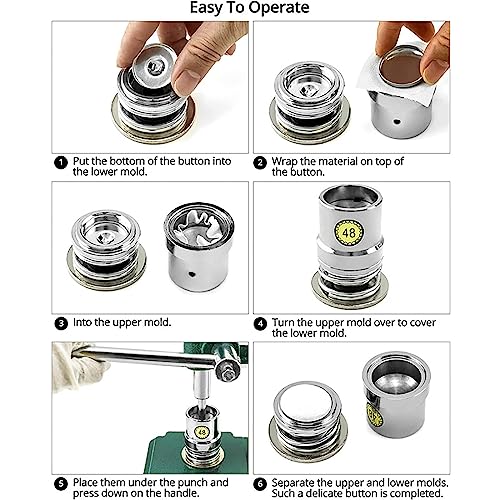 Kit para hacer botones cubiertos de tela con múltiples moldes y suministros, herramienta de manualidades de botones hecha a mano para proyectos de costura creativos