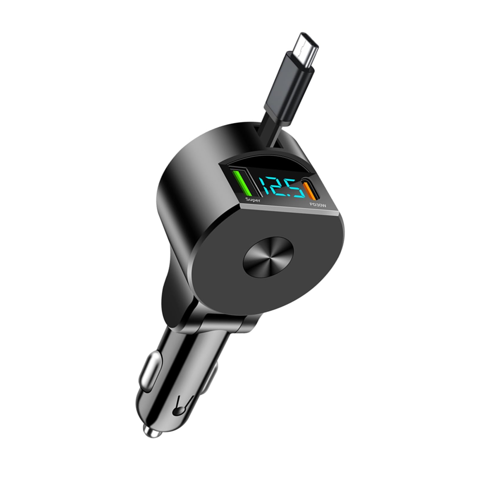 Ładowarka samochodowa 3 w 1, adapter do szybkiego ładowania 30 W z kablem USB C, port USB-C PD, port USB, kompatybilny ze wszystkimi telefonami