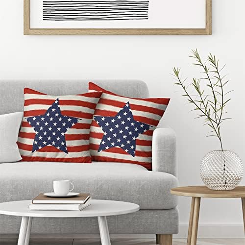 YeeJu Set di 4 federe per cuscino patriottico, 45,7 x 45,7 cm, per il