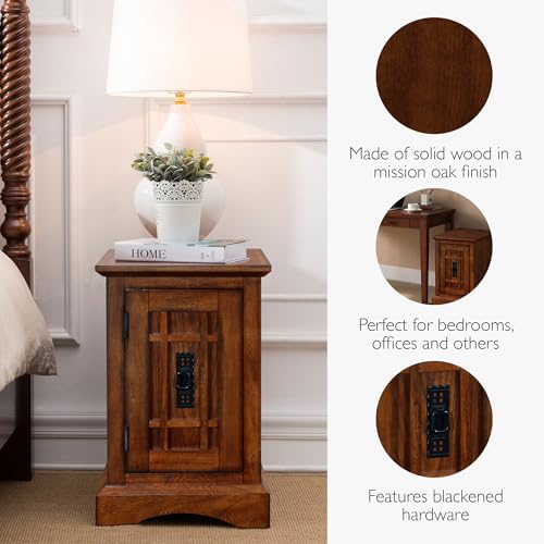 Image of Leick Home Mission Cabinet End Table, 15 inch, Mission Oak
