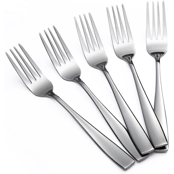 Ghelonadi Stainless Steel Flatware Set Cutlery Set Dessert Fork Utensils for Kitchens for Dining Table Dishwasher Silverware Set 6 Pieces