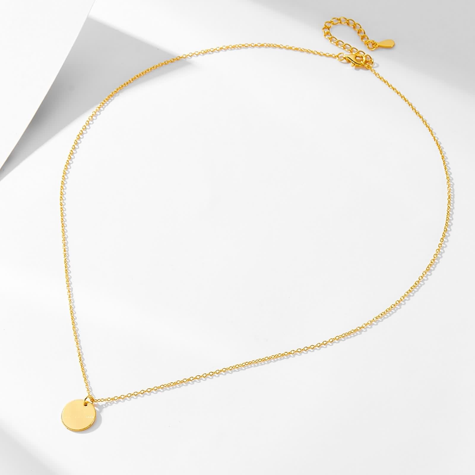 Collane Donna Oro, Collana Lunga Elegante Ciondolo Catenina Gioielli Oro Giallo 9K/14K/18K Piatto Semplice 40+5cm