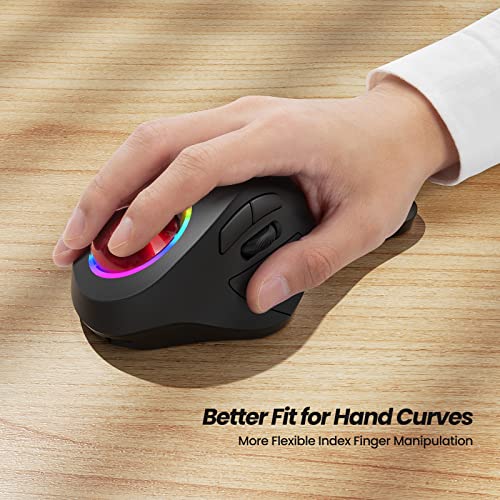 Wireless Trackball Mouse, Rechargeable Ergonomic Design, Index Finger Control With 5 Adjustable Dpi, 3 Device Connection (Bluetooth Or Usb), Compatible For Pc, Laptop, Ipad, Mac, Windows, Android #TOP1