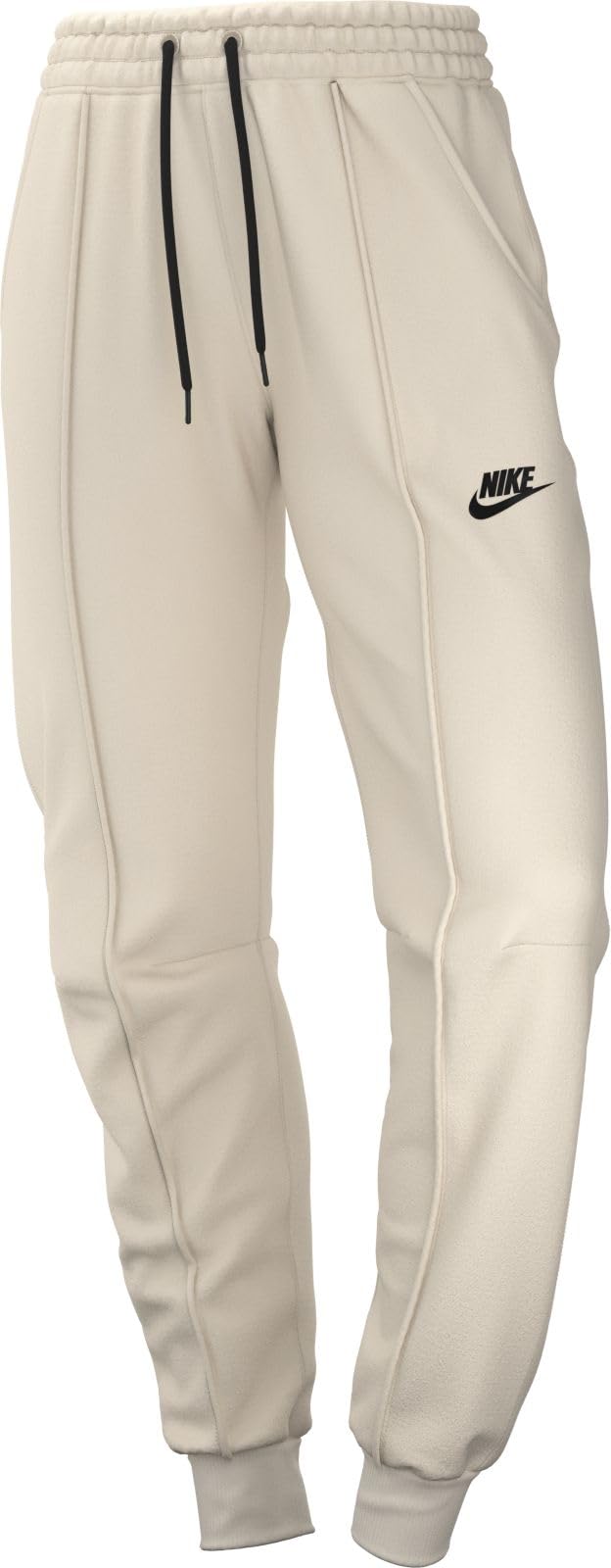 NIKE FB8330-110 W NSW TCH FLC MR JGGR Pants Women's Pale Ivory/Black Size XL
