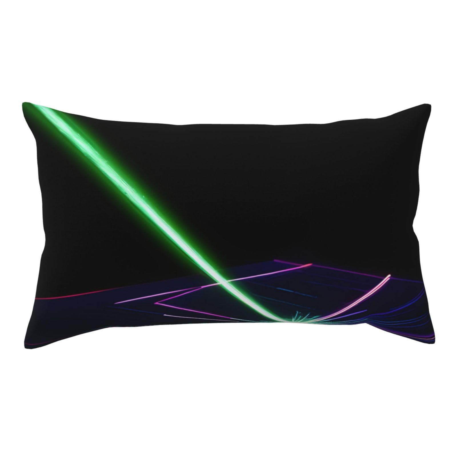 Laser Lights Double Sided Fluffy Pillow Cover 20x36 Printed Soft Plush Decorative Case for Sofa Living Room