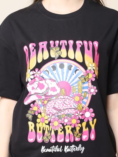 Image of Style Go Pure Cotton Oversized Baggy Fit Drop Shoulder Aesthetic & Cool Graphic Printed Half Sleeve Tshirt for Women || Trendy Tees || Casual Loose Korean T-Shirt