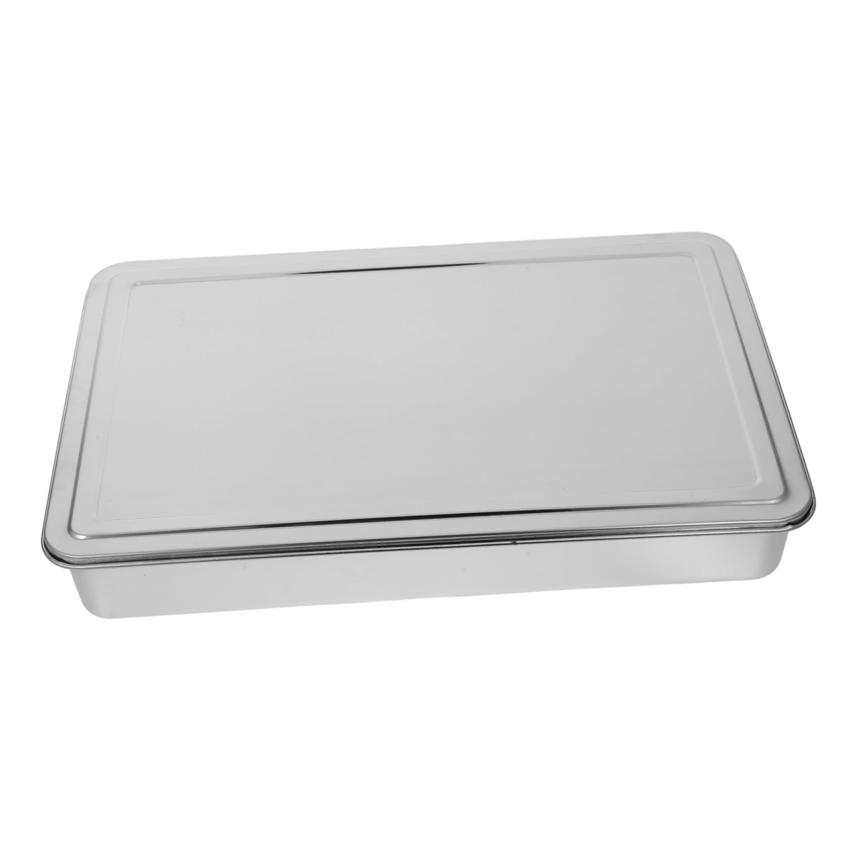 Toyvian Teglia Padella da Forno Rettangolare 43x28x6 Cm in Acciaio Inox con Coperchio con Bordi Arrotondati per Torte, Brownies e Verdure, per Picnic e Conservazione Alimenti