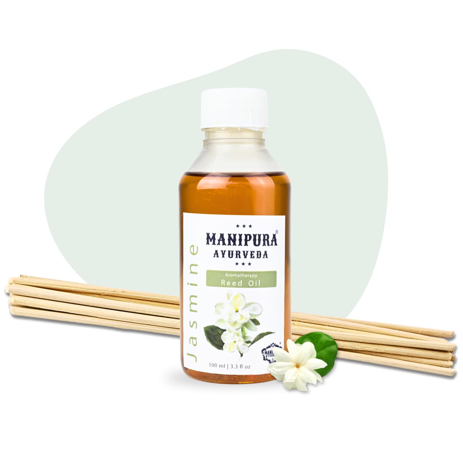 MANIPURA AYURVEDA Pure Organic Reed Diffuser Oil Refill Pack with 8 pcs Reed Sticks for Home, Made of Natural Essential Oil, Aromatherapy, Non-Toxic - 100ml (Jasmine) (B0CH9XHGNC) Amazon Price History, Amazon Price Tracker
